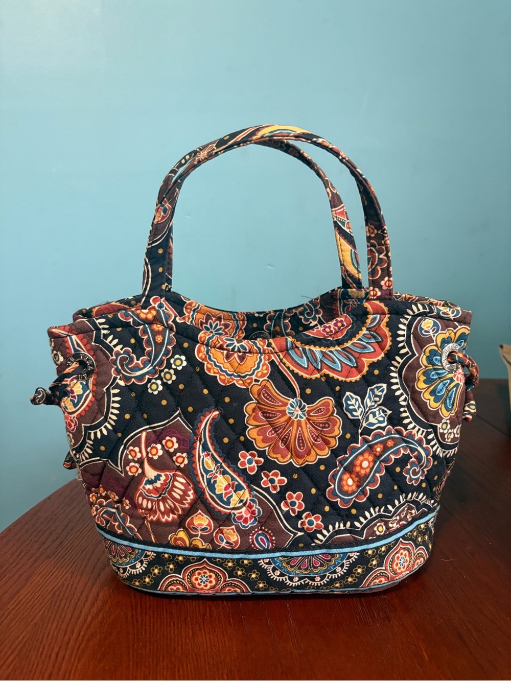 Vera Bradley Black Multi Paisley Quilted Purse
